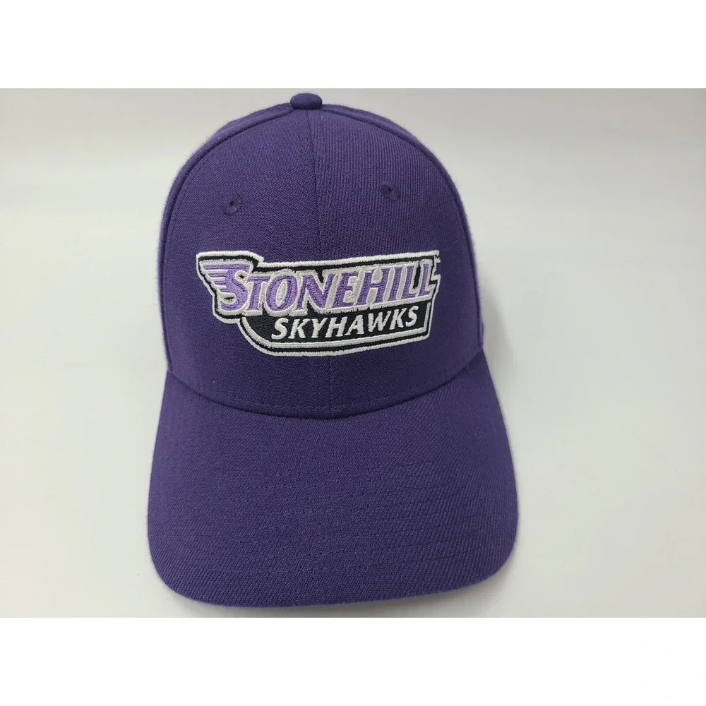 Stonehill College Skyhawks New Era‎ 39Thirty Flex Fitted S-M Hat Cap NCAA Purple